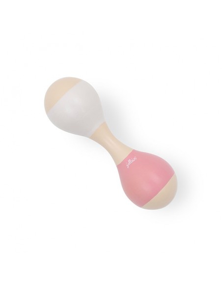 Maracas En Bois Rose Et Blanc