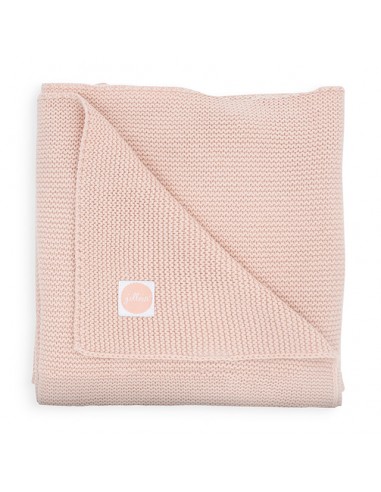 Couverture en maille tricotée et Polaire Rose pâle 75x100cm Basic Rose