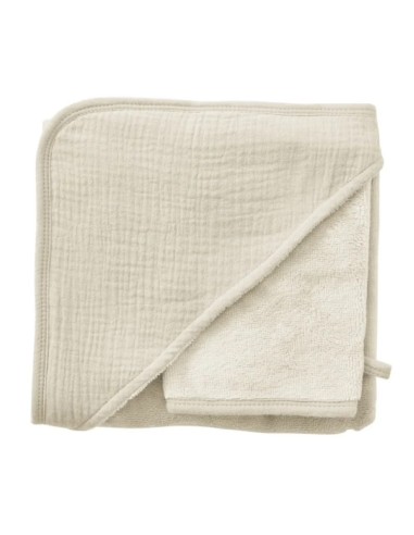 Cape de bain & Gant de toilette Coton Bambou Mousse de Lait