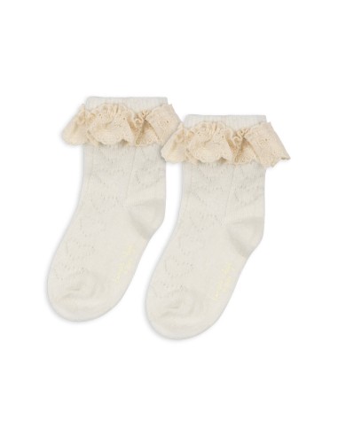 Chaussettes Pointelle Coton et Laine Crème 19/21