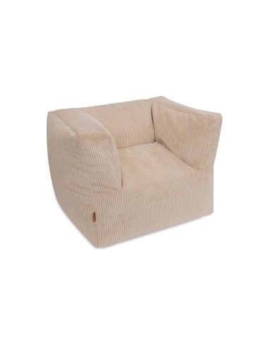 Fauteuil Pouf pour Enfant Velours Côte Beige