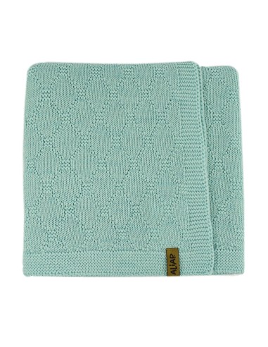 Couverture pour bébé en Laine de Mérinos 75 x 100 cm Vert d'Eau Prisme