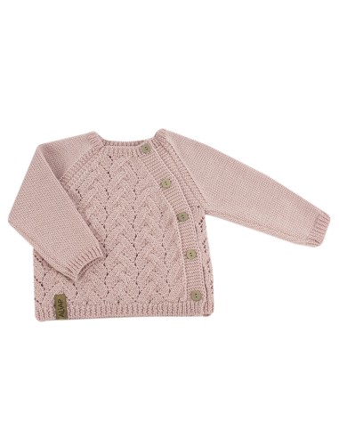 Gilet en Laine de Mérinos Rose 1 mois Rose