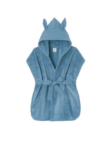 Poncho de bain Lapin en Bambou & Gaze coton Pierre Bleue Bleu 2 - 4 ans