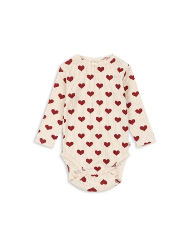 Body à manches longues en coton biologique Minnie Amour Rouge Jacquard Rouge 18 mois