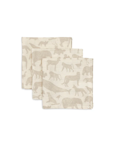 Lot de 3 mini langes Animals Nougat