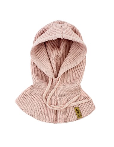 Cagoule Imani Rose pour enfant en laine de mérinos