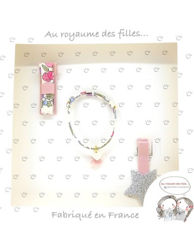 Coffret Bracelet et 2 Barrettes Rose Liberty - Royaume Des Filles