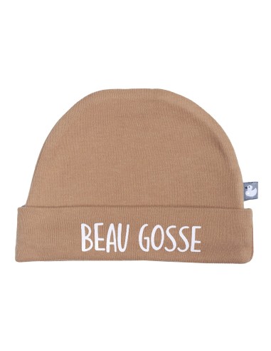 Bonnet de Naissance Beige "Beau Gosse"