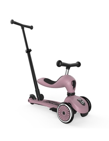 Push and Go - Porteur en 1 évolutif en trottinette 1 à 5 ans Rose Wildberry