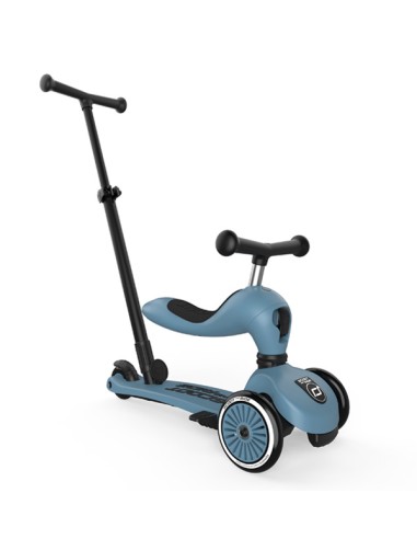 Push and Go - Porteur en 1 évolutif en trottinette 1 à 5 ans Bleu Acier