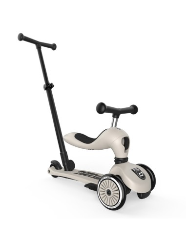 Push and Go - Porteur en 1 évolutif en trottinette 1 à 5 ans Blanc Ash