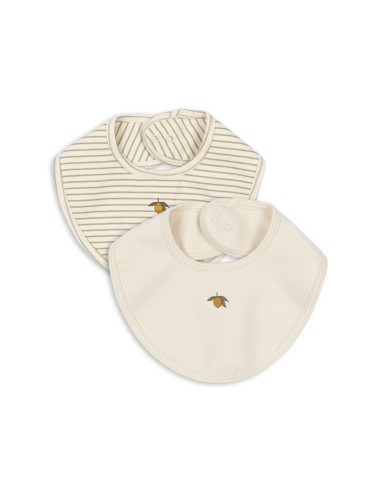 Lot de 2 Bavoirs naissance en coton biologique Tea Stripe