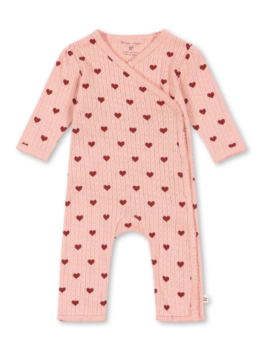 Combinaison Pyjama croisé en coton biologique Amour Rouge 6 mois Rose