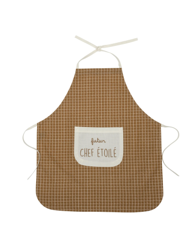 Tablier de Cuisine Enfant en toile Enduite Carreaux Cassonade