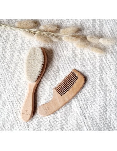 Set de Brosse à Cheveux et Peigne enfant en Bois