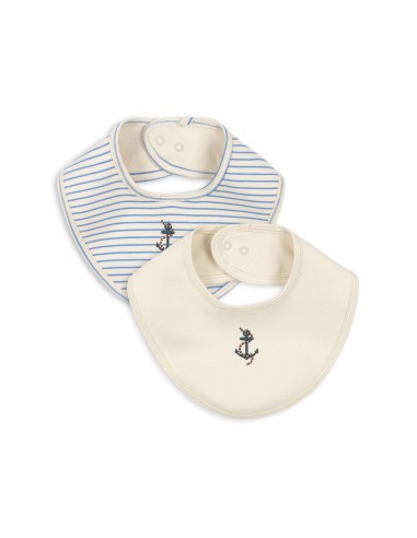 Lot de 2 Bavoirs naissance en coton biologique Stripe Provence