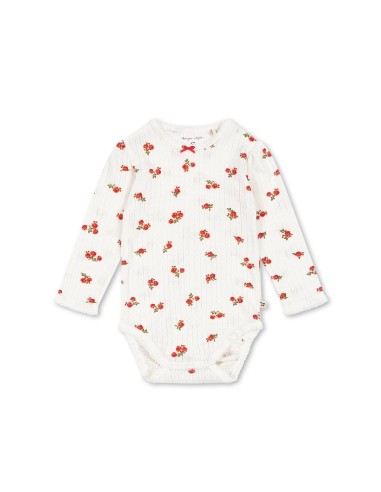 Body manches longues en coton biologique Rose Red Blanc 9 mois