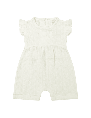 Combishort Barboteuse Ginny en Coton Biologique 3 mois Blanc