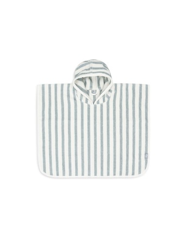 Poncho de bain en coton biologique Stripe Sea Green