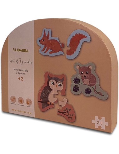 Boîte de 7 Puzzles Filibabba Animaux