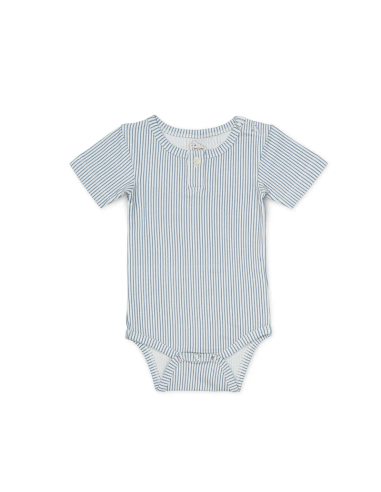 Body à manches Courtes en coton biologique Stripes Blue 6 mois