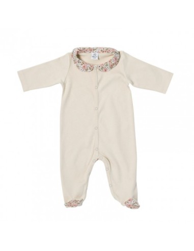 Pyjama à col avec pieds Velours Beige Afternoon Tea 1 mois Beige